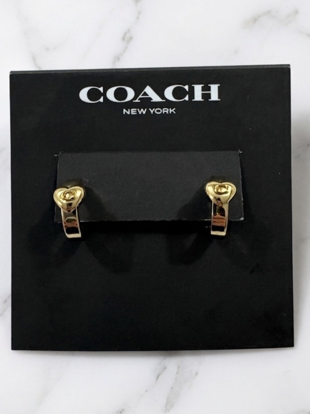 COACH Signature C Puffy Heart Stud Earrings